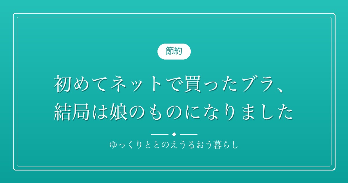 初めてネットで買ったブラ、結局は娘のものになりました。ノンワイヤーがジャストフィット